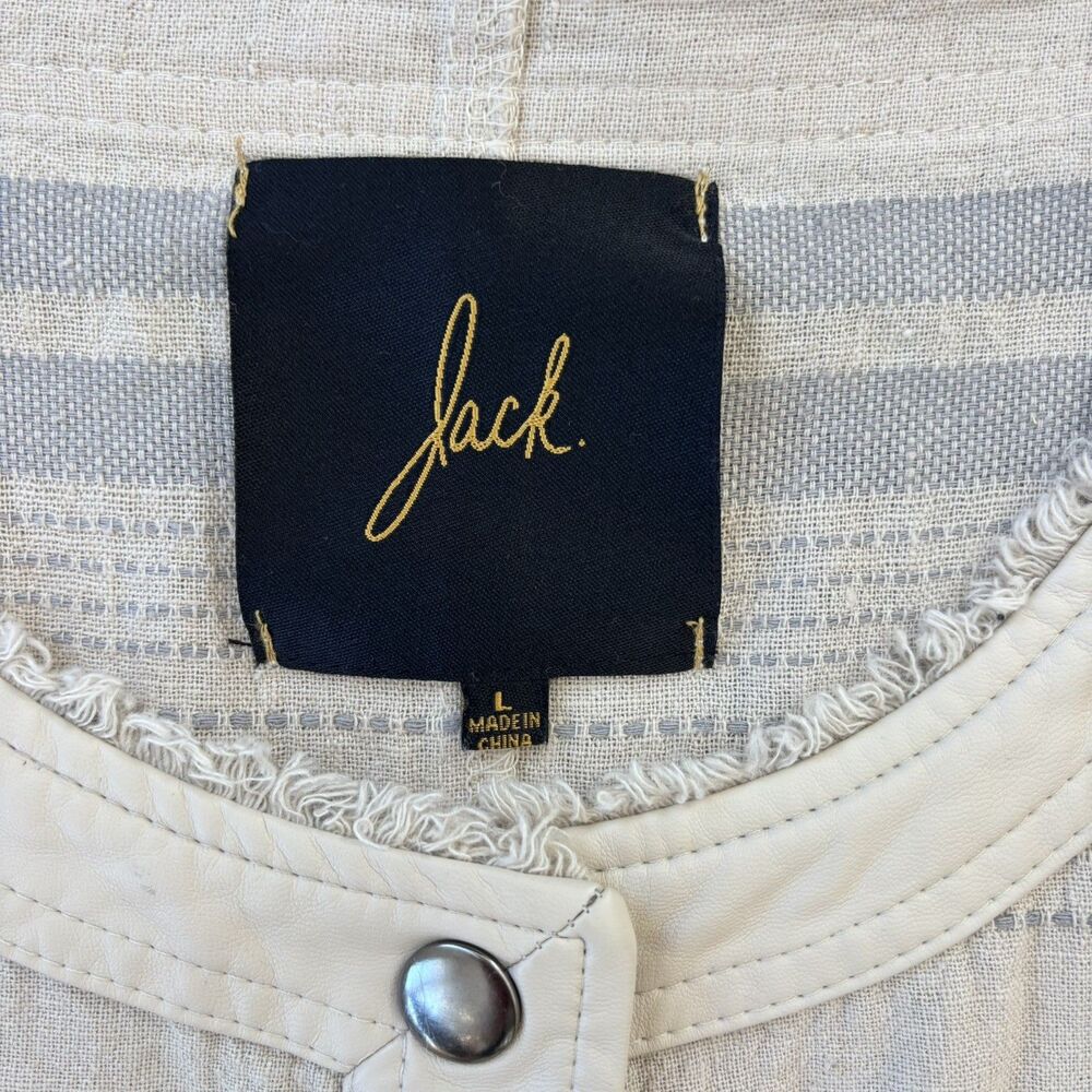 Jack BB Dakota Womens Striped Linen Blazer Jacket Size L Neutral Chic Coastal - Picture 4 of 13